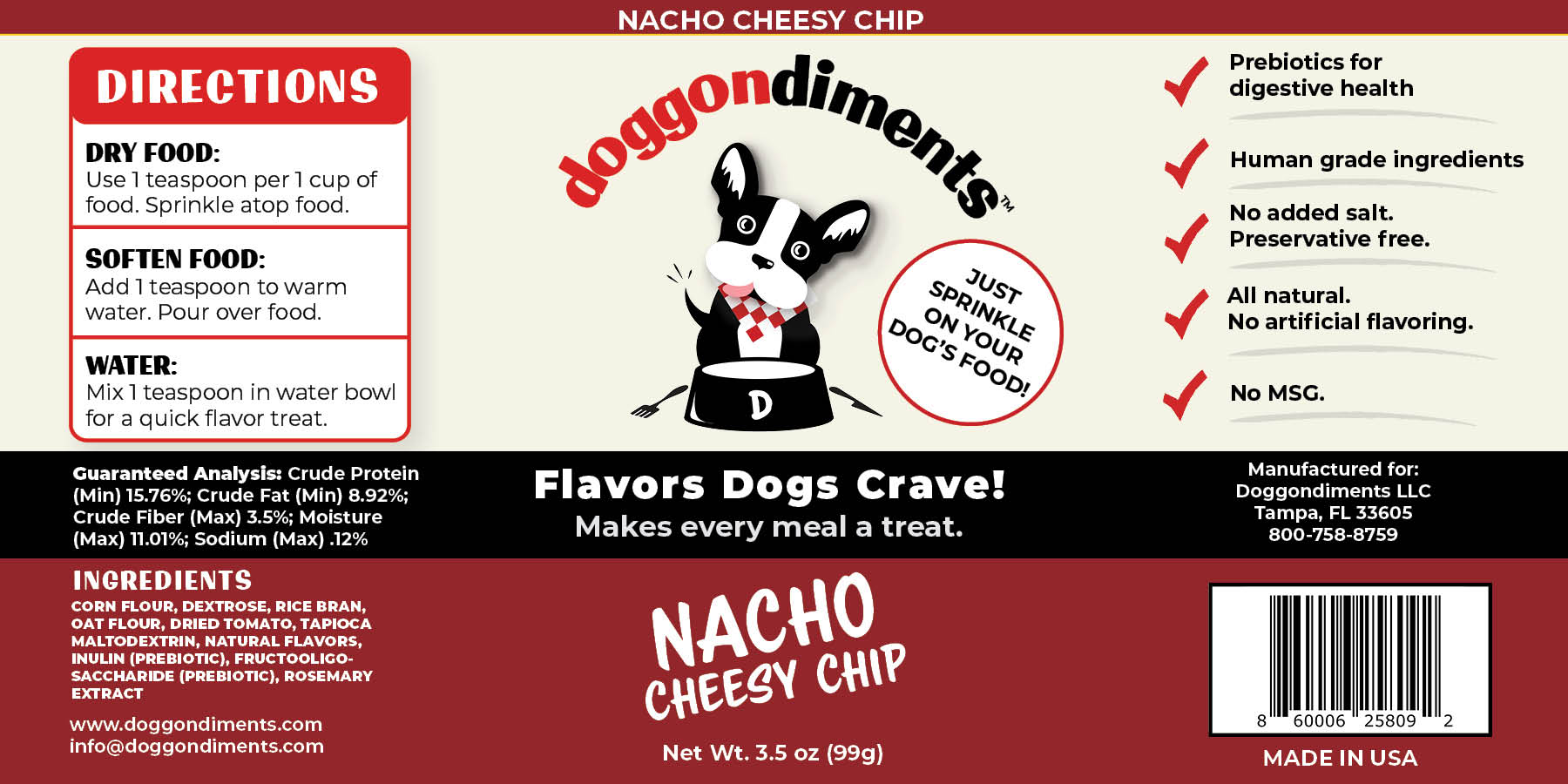 NEW Nacho Cheesy Chip Dog Food Topper Doggondiments NEW Nacho Cheesy Chip Dog Food Topper Doggondiments